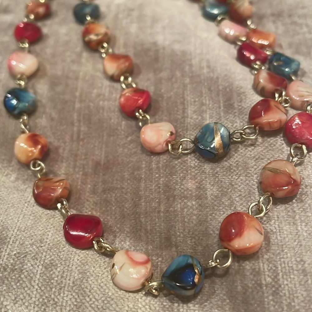 Colorful Lightweight Beaded Necklace 34” - Picture 5 of 6